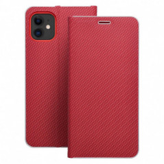 Apple iPhone 11 Book Handytaschen LUNA Book Carbon Kohlenstoff-Faser, Elegant  Rot