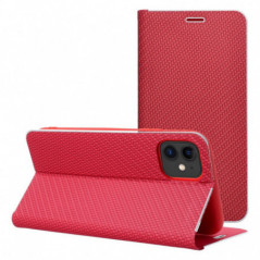Apple iPhone 11 Book Handytaschen LUNA Book Carbon Kohlenstoff-Faser, Elegant  Rot