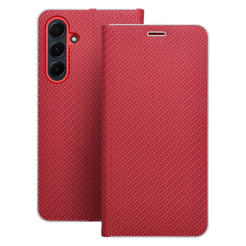 XIAOMI Redmi Note 13 Pro Plus 5G Book Handytaschen LUNA Book Carbon Kohlenstoff-Faser, Elegant  Rot