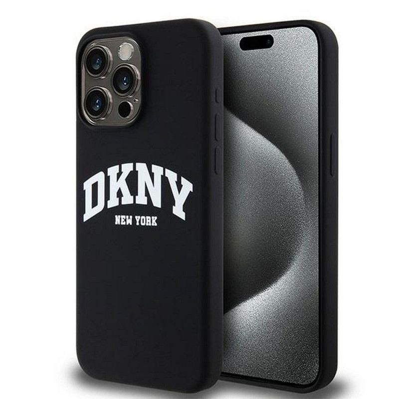 Apple iPhone 13 Pro Max Hülle DKNY Silicone White Arch Logo MagSAFE  Schwarz