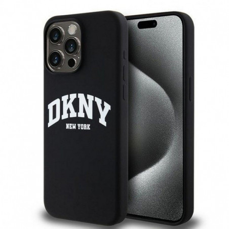 Apple iPhone 13 Pro Max Hülle DKNY Silicone White Arch Logo MagSAFE  Schwarz