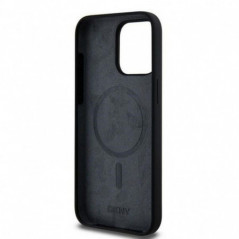 Apple iPhone 14 Pro Max Hülle DKNY Silicone White Arch Logo MagSAFE  Schwarz