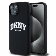 Apple iPhone 15 Hülle DKNY Silicone White Arch Logo MagSAFE  Schwarz