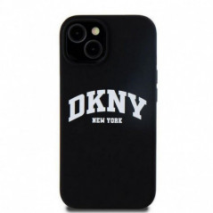 Apple iPhone 15 Hülle DKNY Silicone White Arch Logo MagSAFE  Schwarz