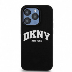Apple iPhone 15 Plus Hülle DKNY Silicone White Arch Logo MagSAFE  Schwarz