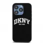 Apple iPhone 15 Plus Hülle DKNY Silicone White Arch Logo MagSAFE  Schwarz