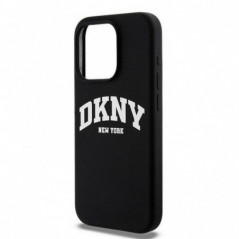 Apple iPhone 15 Plus Hülle DKNY Silicone White Arch Logo MagSAFE  Schwarz