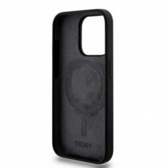Apple iPhone 15 Pro Hülle DKNY Silicone White Arch Logo MagSAFE  Schwarz