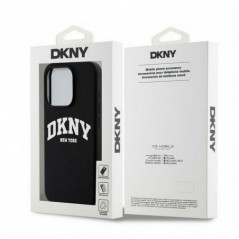 Apple iPhone 15 Pro Hülle DKNY Silicone White Arch Logo MagSAFE  Schwarz