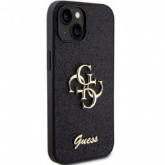 Apple iPhone 15 Plus Hülle Guess Fixed Glitter Big 4G Schwarz