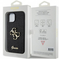 Apple iPhone 15 Plus Hülle Guess Fixed Glitter Big 4G Schwarz