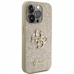 Apple iPhone 15 Pro Max Hülle Guess Fixed Glitter Big 4G Gold
