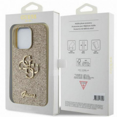 Apple iPhone 15 Pro Max Hülle Guess Fixed Glitter Big 4G Gold