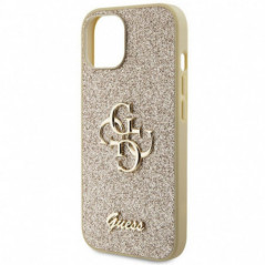 Apple iPhone 15 Hülle Guess Fixed Glitter Big 4G Gold