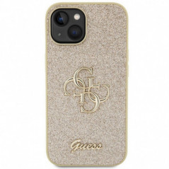 Apple iPhone 15 Hülle Guess Fixed Glitter Big 4G Gold