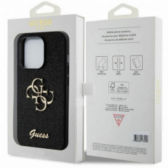 Apple iPhone 15 Pro Max Hülle Guess Fixed Glitter Big 4G Schwarz