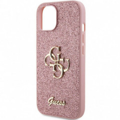 Apple iPhone 15 Hülle Guess Fixed Glitter Big 4G Rosa