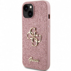 Apple iPhone 15 Hülle Guess Fixed Glitter Big 4G Rosa