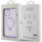 Apple iPhone 15 Plus Hülle Guess Glitter Script Logo - Ring stand MagSAFE  Lila (Purple)