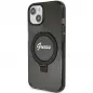 Apple iPhone 15 Hülle Guess Glitter Script Logo - Ring stand MagSAFE  Schwarz
