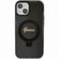 Apple iPhone 15 Hülle Guess Glitter Script Logo - Ring stand MagSAFE  Schwarz