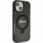 Apple iPhone 15 Plus Hülle Guess Glitter Script Logo - Ring stand MagSAFE  Schwarz