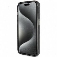 Apple iPhone 15 Plus Hülle Guess Glitter Script Logo - Ring stand MagSAFE  Schwarz