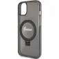 Apple iPhone 15 Plus Hülle Guess Glitter Script Logo - Ring stand MagSAFE  Schwarz