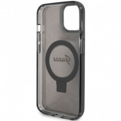 Apple iPhone 15 Plus Hülle Guess Glitter Script Logo - Ring stand MagSAFE  Schwarz