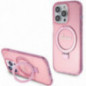 Apple iPhone 15 Pro Hülle Guess Glitter Script Logo - Ring stand MagSAFE  Rosa