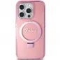 Apple iPhone 15 Pro Hülle Guess Glitter Script Logo - Ring stand MagSAFE  Rosa