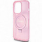 Apple iPhone 15 Pro Hülle Guess Glitter Script Logo - Ring stand MagSAFE  Rosa