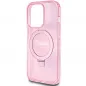 Apple iPhone 15 Pro Hülle Guess Glitter Script Logo - Ring stand MagSAFE  Rosa