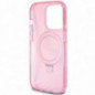 Apple iPhone 15 Pro Hülle Guess Glitter Script Logo - Ring stand MagSAFE  Rosa