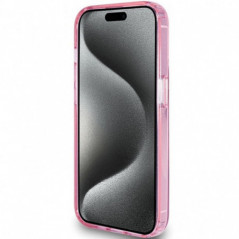 Apple iPhone 15 Pro Max Hülle Guess Glitter Script Logo - Ring stand MagSAFE  Rosa