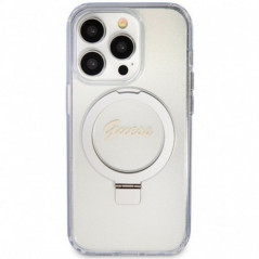 Apple iPhone 15 Pro Max Hülle Guess Glitter Script Logo - Ring stand MagSAFE  Durchsichtbar