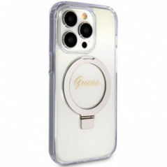 Apple iPhone 15 Pro Max Hülle Guess Glitter Script Logo - Ring stand MagSAFE  Durchsichtbar