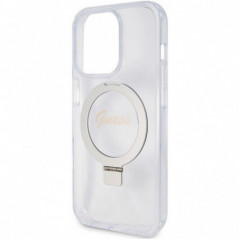 Apple iPhone 15 Pro Max Hülle Guess Glitter Script Logo - Ring stand MagSAFE  Durchsichtbar
