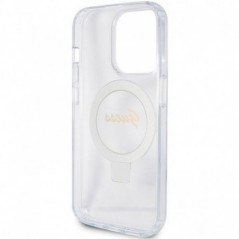 Apple iPhone 15 Pro Max Hülle Guess Glitter Script Logo - Ring stand MagSAFE  Durchsichtbar