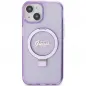 Apple iPhone 15 Hülle Guess Glitter Script Logo - Ring stand MagSAFE  Lila (Purple)