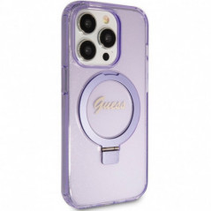 Apple iPhone 15 Pro Max Hülle Guess Glitter Script Logo - Ring stand MagSAFE  Lila (Purple)