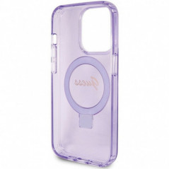 Apple iPhone 15 Pro Max Hülle Guess Glitter Script Logo - Ring stand MagSAFE  Lila (Purple)