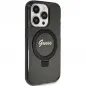 Apple iPhone 15 Pro Hülle Guess Glitter Script Logo - Ring stand MagSAFE  Schwarz