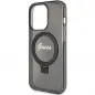 Apple iPhone 15 Pro Hülle Guess Glitter Script Logo - Ring stand MagSAFE  Schwarz