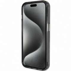 Apple iPhone 15 Pro Max Hülle Guess Glitter Script Logo - Ring stand MagSAFE  Schwarz