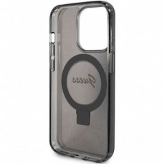 Apple iPhone 15 Pro Max Hülle Guess Glitter Script Logo - Ring stand MagSAFE  Schwarz