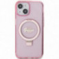 Apple iPhone 15 Plus Hülle Guess Glitter Script Logo - Ring stand MagSAFE  Rosa