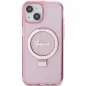 Apple iPhone 15 Plus Hülle Guess Glitter Script Logo - Ring stand MagSAFE  Rosa