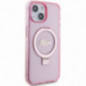 Apple iPhone 15 Plus Hülle Guess Glitter Script Logo - Ring stand MagSAFE  Rosa
