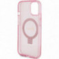 Apple iPhone 15 Plus Hülle Guess Glitter Script Logo - Ring stand MagSAFE  Rosa